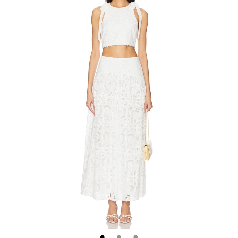 SAYLOR White Eyelet Maxi Skirt